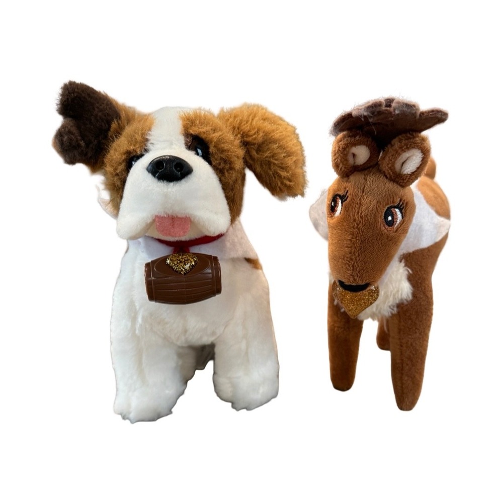 Elf Pets Saint Bernard and Reindeer Plush Set A Reindeer Tradition